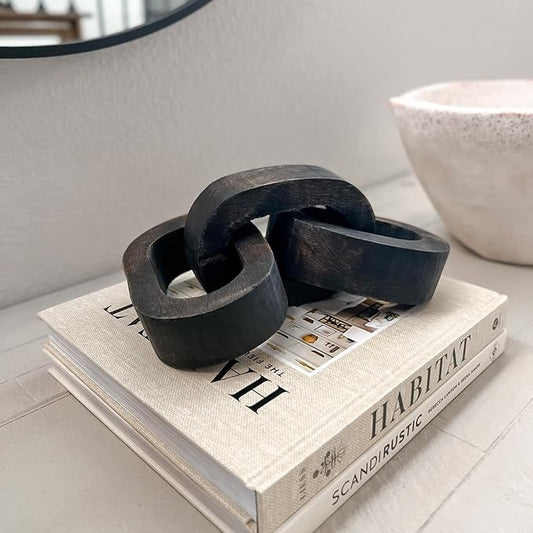 Deco Azul Wood Chain Link Decor - Coffee Table & Shelf Decor - Black