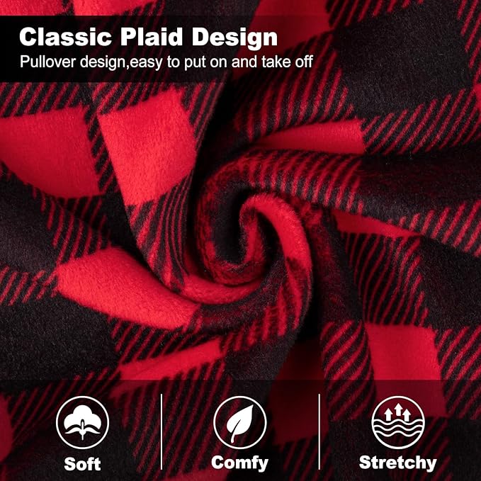 KYEESE Dog Pajamas Red Buffalo Check Puppy Pjs Comfy Doggie Costume Soft Dog Pajamas for Small Dogs Warm Pet Pjs Velvet 4 Legs Pet Jammies Stretchy Dogs Clothes,XS