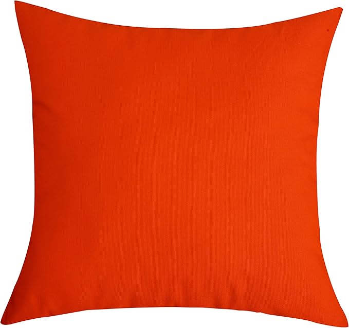 TangDepot Handmade Decorative Solid 100% Cotton Canvas Throw Pillow Covers/Cushion Covers, 45 Colors Available - (16" x16" , Deep Orange, 2 Count (Pack of 1))