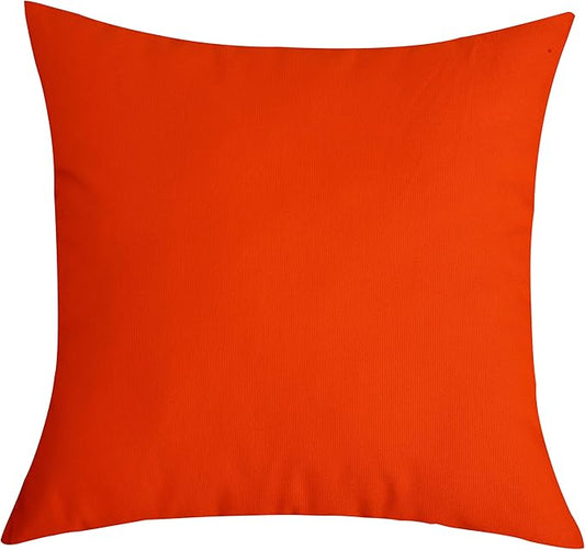TangDepot Handmade Decorative Solid 100% Cotton Canvas Throw Pillow Covers/Pillow Shams, (24" x24" , Deep Orange, 1 Count (Pack of 1))