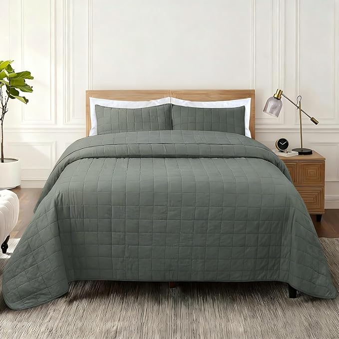 100% Cotton Quilt Sets Super King Size - Soft Lightweight Quilt Bedding Set for Bedroom Decor-Bedspread in Geometric Pattern with 2 Pillow Shams for All Season, 120x128 inches