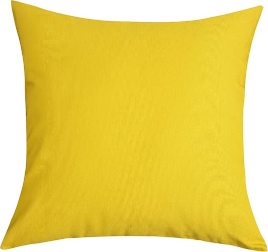 TangDepot Handmade Decorative Solid 100% Cotton Canvas Throw Pillow Covers/Pillow Shams, (18"x18", Yellow)