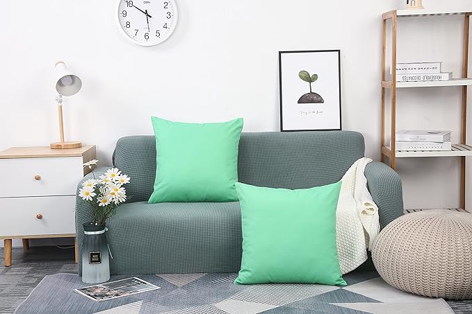 TangDepot Handmade Decorative Solid 100% Cotton Canvas Throw Pillow Covers/Cushion Covers, 45 Colors Available - (26" x 26" , Mint Green, 1 Count (Pack of 1))