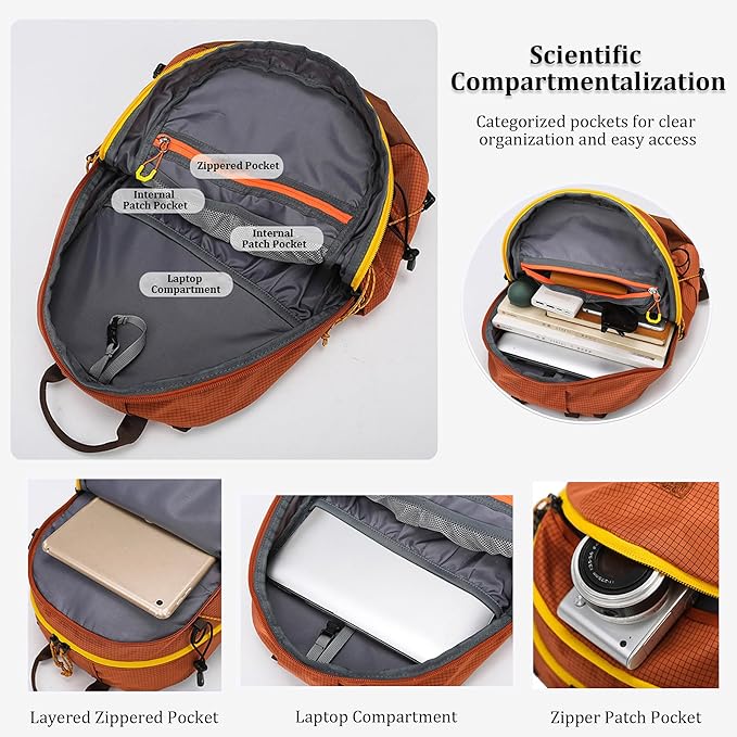 W WINTMING Small Hiking Backpack Travel Backpacks 20L Lightweight Hiking Daypack for Women Men Camping Daily Commuting (Yellow)
