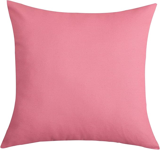 TangDepot Handmade Decorative Solid 100% Cotton Canvas Throw Pillow Covers /Pillow Shams, (16" x16" , Pink, 1 Count (Pack of 1))