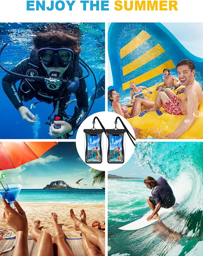 Vuwwey Waterproof Phone Pouch [2 Pack][Super Buoyant] Floating IPX8 Waterproof Phone Case Beach Cruise Ship Travel Essentials Cellphone Dry Bag for iPhone 17 16 15 14 13 12 Pro Max XS XR X Up to 6.9''