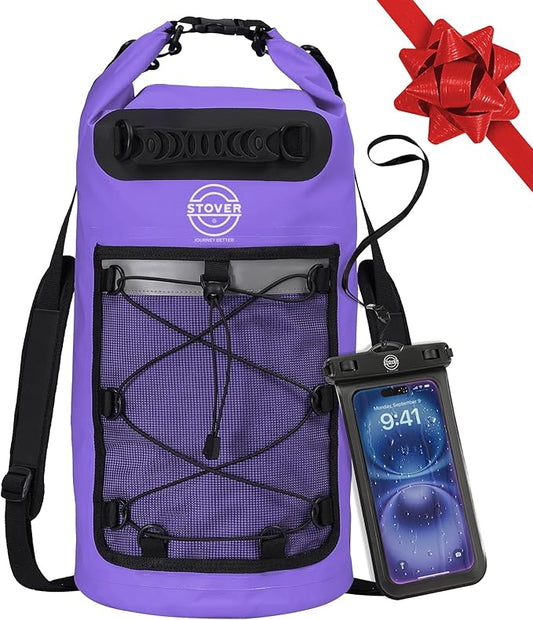 STOVER 5/10/25/30/40/55L Waterproof Dry Bag- Roll-Top Backpack w/Phone Case- Kayaking, Hiking, Camping, Boating- Men/Women