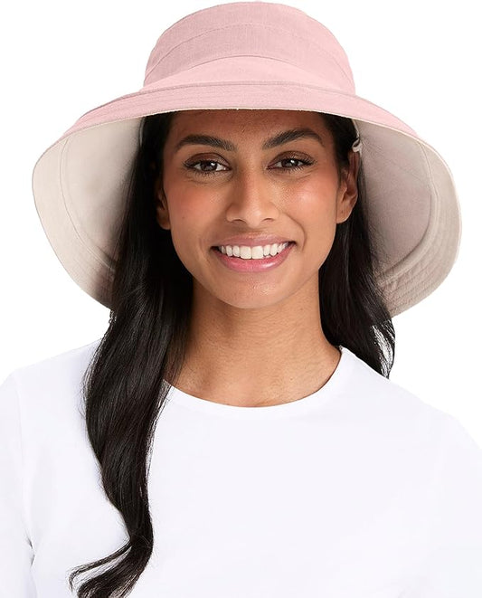 Solbari Women's Holiday Sun Hat UPF 50+ Packable UV Sun Protection Hat with Full Coverage Brim, Reversible, Adjustable Fit