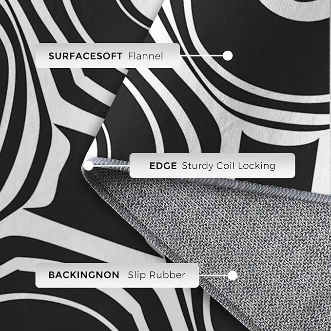 Black and White Geometric Rugs for Home Decor, 3x4 ft, Ring Circle Area Rugs for Living Room, Soft Non Slip Washable Modern Abstract Carpet Bedroom Decorations Dt-Ghf-31