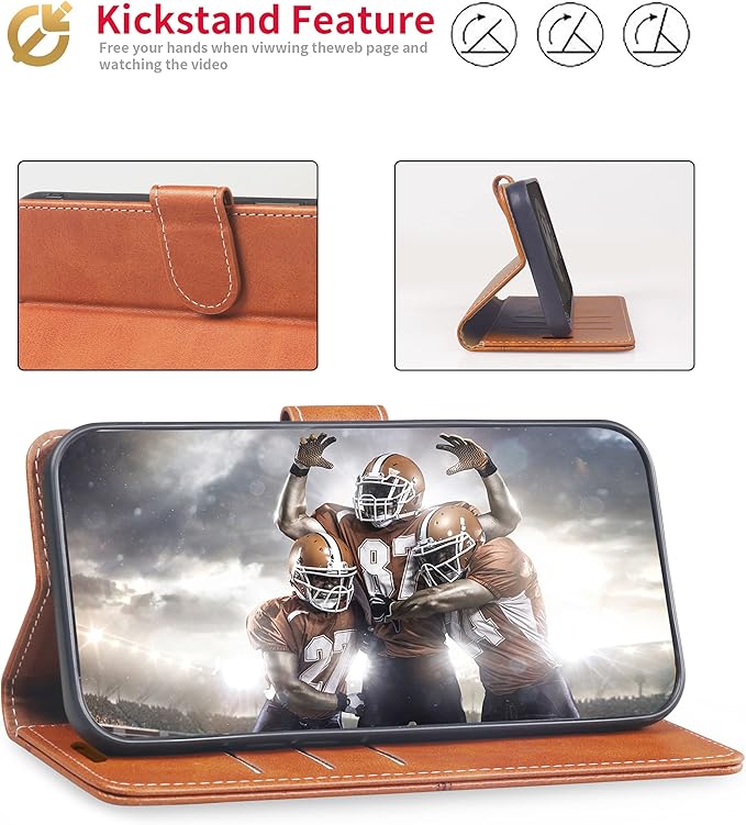 CIVICASE for iPhone 16 Plus Wallet Case,PU Leather Flip Case RFID Blocking Credit Card Holder Folio Magnetic Stand TPU Shockproof Cover Compatible with iPhone 16 Plus, Brown