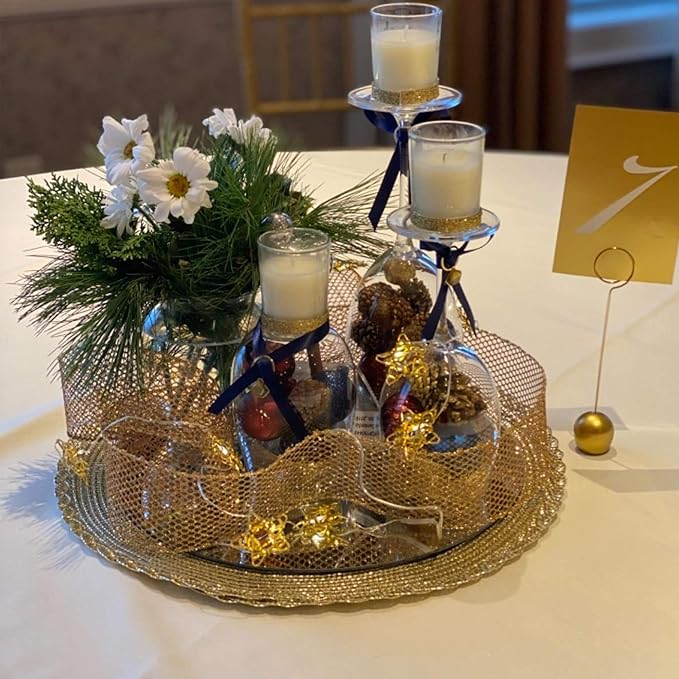 WGVI WGV Large Round Mirror Plate 12" Diameter, 4.5 mm Thickness, Frameless Sanded Edges, Quality Thick Candle Tray, Home Event Party Wedding Table Centerpiece Wall Decor, 1 Piece
