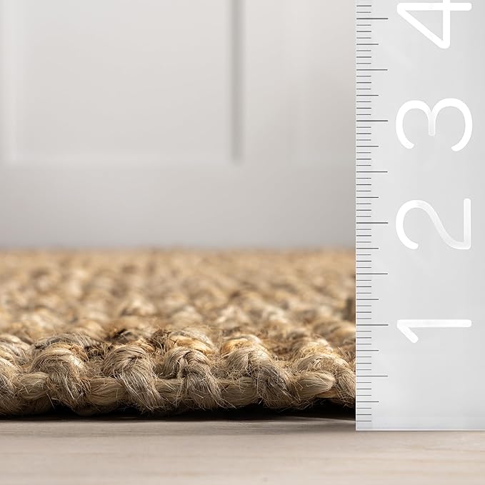 Nuloom Daniela Natural, 6' Square, Handmade, Jute, Tassel, Soft and Textured, High Traffic, Stain Resistant, Easy Clean, Durable Area Rug for Bedroom, Living Room, Dining Space, Foyer, Entryway
