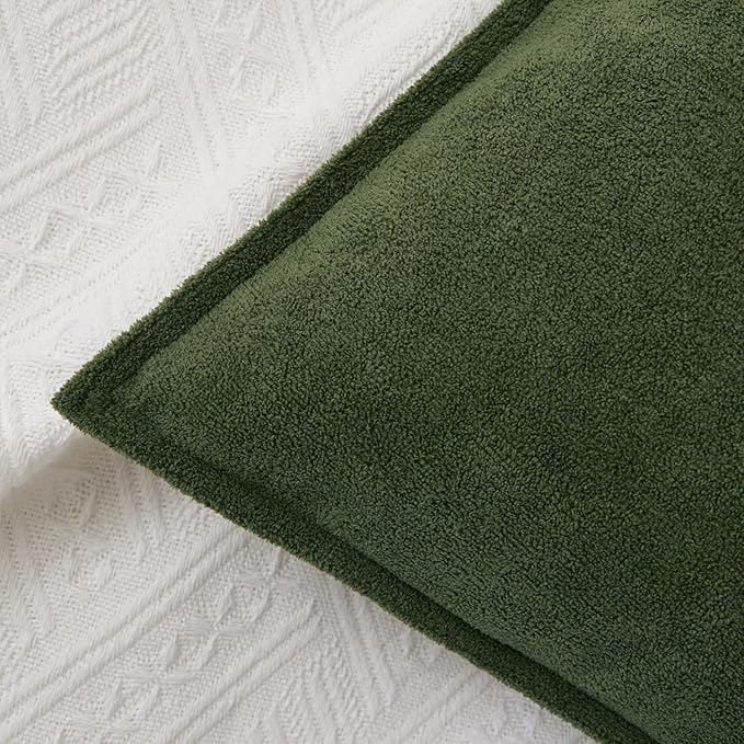 Kevin Textile 14x36 Inch Long Lumbar Cover 1 Pack Soft Boucle Textured Decorative Waterproof Rectangle Cushion Elegant Accent Pillows for Couch Sofa Chair Bed Home Decor Indoor Outdoor Moss Green