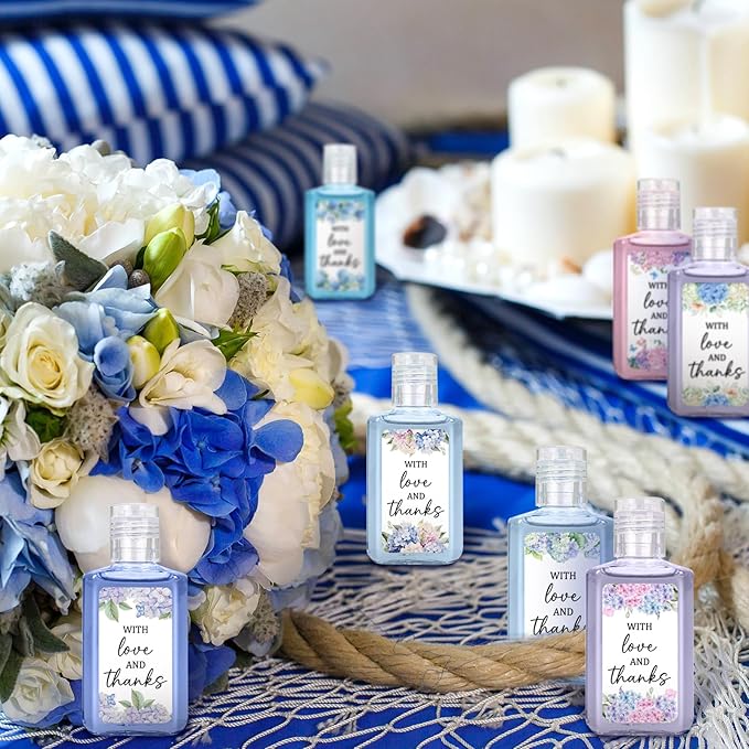 50 Pcs Hygrangea Mini Hand Sanitizer Bulk Thank You Gift Favors Small Hand Sanitizer for Guest 1fl oz Travel Size Hand Soap Gift for Wedding and Baby Shower Supplies