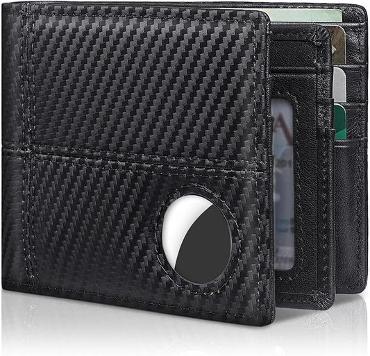 Mens Wallet With AirTag Holder, Bifold Leather RFID Blocking 1-2 ID Windows 12-13 Card Holders, Gift Box and Screen Protector Included, AirTag Not Included