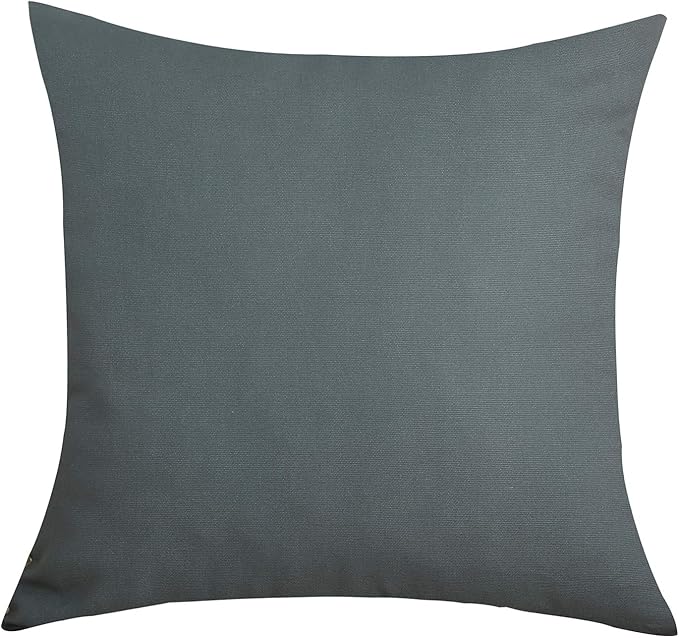 TangDepot Set of 2 Handmade Decorative Solid 100% Cotton Canvas Throw Pillow Covers/Cushion Covers, 45 Colors Available - (16"x16" 2 Pieces, Steel Grey)