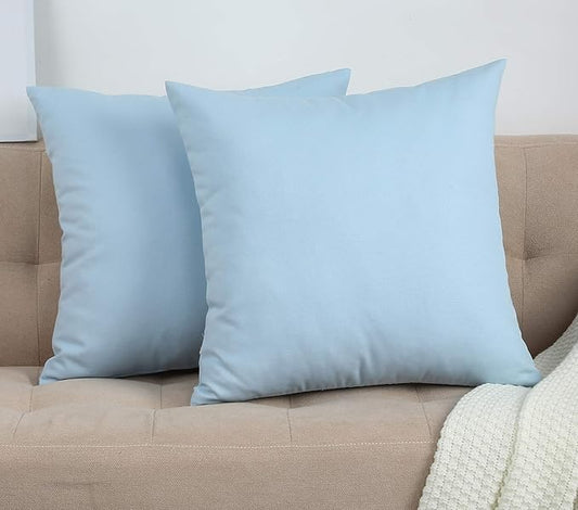 TangDepot Handmade Decorative Solid 100% Cotton Canvas Throw Pillow Covers/Cushion Covers, 45 Colors Available - (16" x16" , Light Blue, 2 Count (Pack of 1))