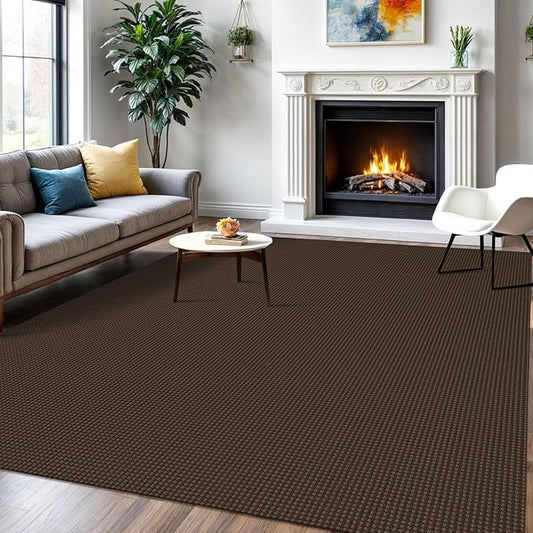 IOHOUZE Washable Area Rug 6x9 Non Slip Rubber Backed Rugs for Living Room, Dining Room Rugs Bedroom Rug, Woven Indoor Floor Carpet for Living Room Nursery Office, Brown