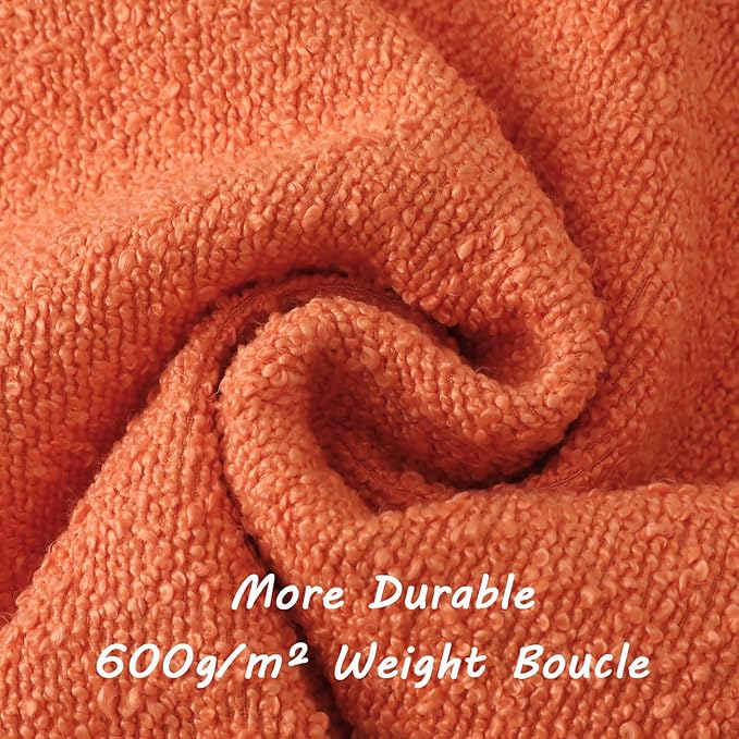 FUTEI Pack of 2 Orange Decorative Throw Pillow Covers 16x16 Inch Soft Cozy Solid Boucle Textured Cushion Case,Modern Home Decor for Couch Bed Living Room