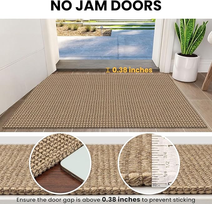 IOHOUZE Washable Exrea Long Hallway Runner Rug 3x18 Non Slip Rubber Backed Kitchen Runner Entryway Runner Indoor, Woven Rugs Floor Carpet for Kitchen Hall Entryway Stair, Orange/Tan/Brown