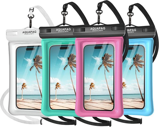NEPHI IP68 Waterproof Phone Pouch -Up to 8.0"，Adjustable Neck Lanyard Floating Waterproof Phone Case for iPhone,Phone Dry Bags for Vacation Beach Pool Travel Essentials (Assorted Colors 4 Pack)