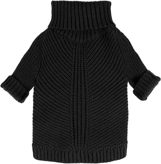 Fitwarm Dog Turtleneck Sweater, Thermal Knitted Pet Coat, Dog Winter Clothes for Small Dogs, Cat Apparel, Black, XS