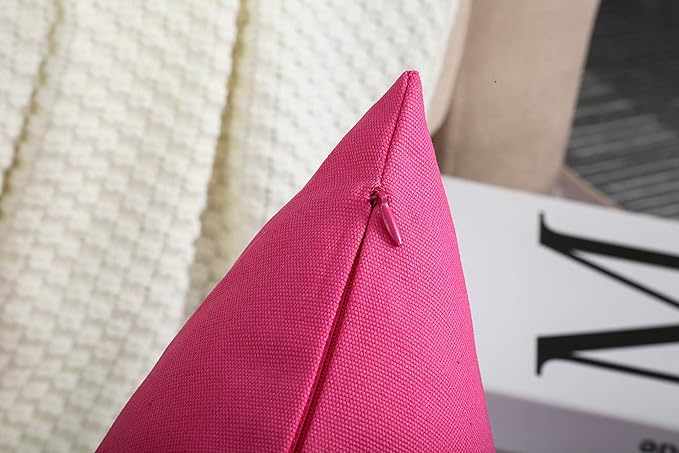 TangDepot Handmade Decorative Solid 100% Cotton Canvas Throw Pillow Covers/Cushion Covers, 45 Colors Available - (20" x20" , Hot Pink, 2 Count (Pack of 1))