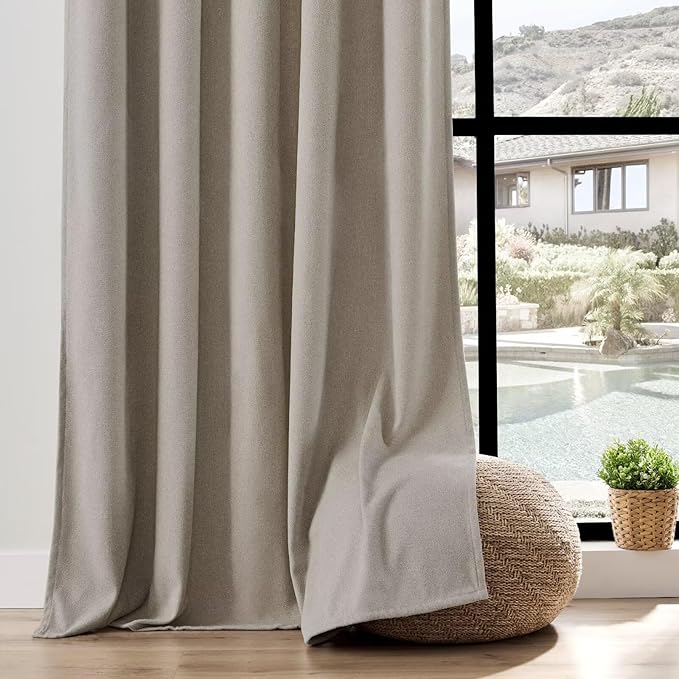 Joydeco Faux Linen Curtains 108 Inch Length 2 Panels Set, Light Filtering Curtains for Bedroom, Living Room Drapes with Rod Pockets (52x108 inch, Thick Linen)