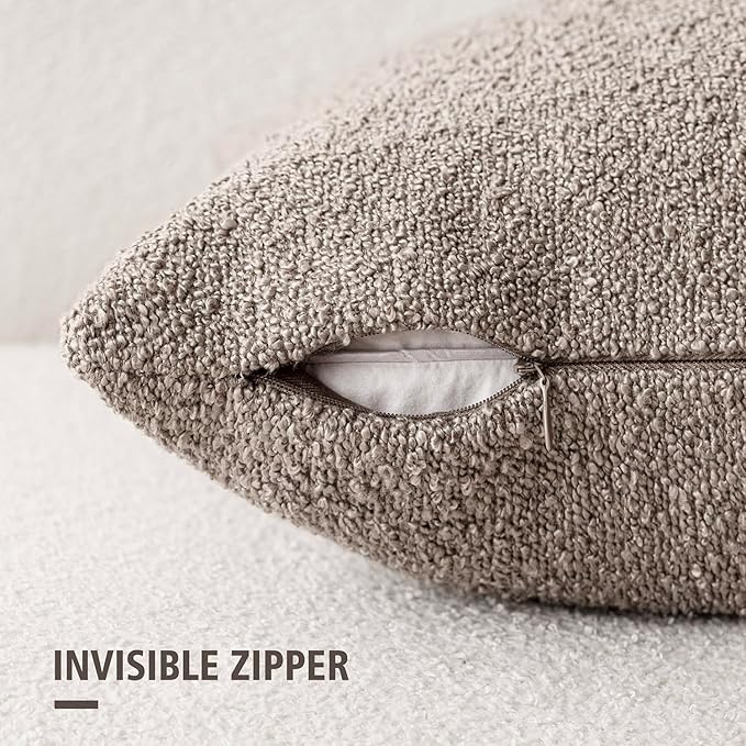 Foindtower Decorative Textured Boucle Throw Pillow Covers Accent Solid Pillow Cases Neutral Long Body Lumbar Couch Cushion Case for Chair Sofa Bedroom Living Room Home Decor 14x36 Inch,1PC,Light Taupe