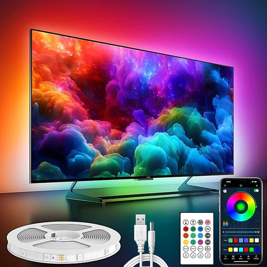 Maylit ICRGB TV LED Backlight, App Control LED Lights for 71-75in TV/Monitor, Music Sync Color Changing TV LED Strip Lights for Home Decor, USB Powered Gaming Accessories Lights for Bedroom Room Decor