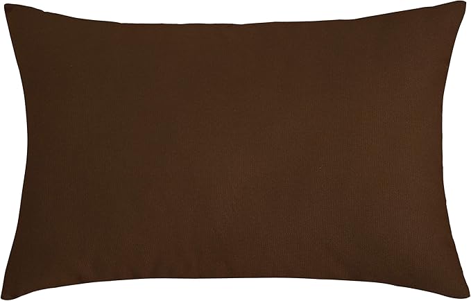 TangDepot Cotton Solid Throw Pillow Covers, 12" x 18" , Coffee, 1 Count (Pack of 1)