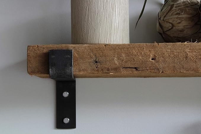 Urban Legacy Accent Shelves | Reclaimed Barn Plank | Set of 2 with Full Brackets (Natural 48"x 7"x 2")