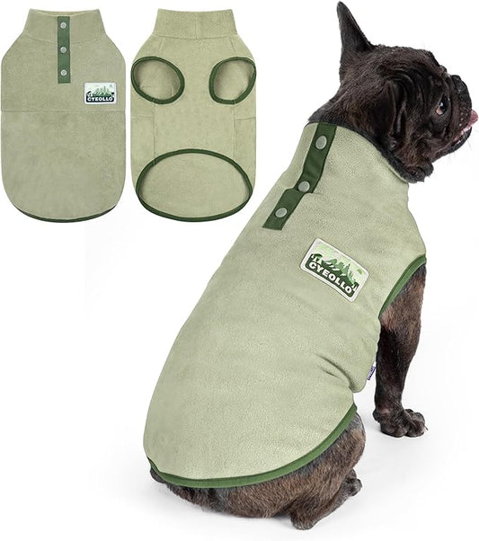 cyeollo Dog Sweaters for Small Dogs, Turtleneck Fleece Dog Sweater Stretchy Pullover Dogs Jacket Vest Lightweight Soft Warm Winter Pet Clothes, Green M