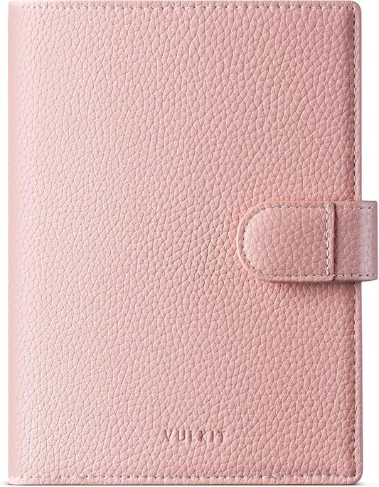 VULKIT Leather Passport Wallet for 2 Passports Slim Double Passport Holder RFID Blocking Passport Travel Wallet with ID Window for Women