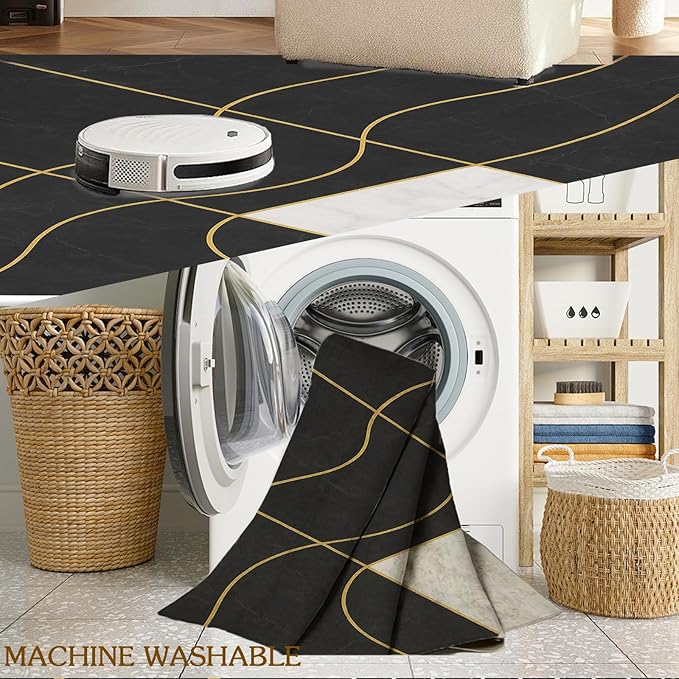 Geometric Marble Rug - 4x5 Rug, Abstract Lines Area Rugs, Luxury Marble Outdoor Rugs, Washable & Non Slip Carpet Home Decor