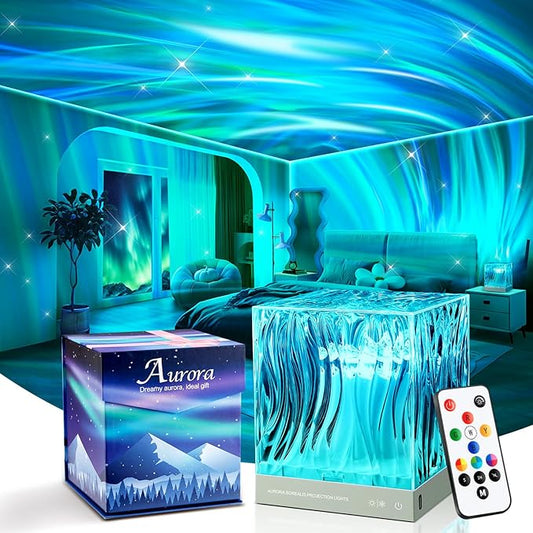Northern Lights Projector Aurora Light Projector, 18-Color Sunset Lamp Cool Stuff for Teen Girls Game Room Decor for Teen Girls, Mood Lighting Galaxy Projector for Bedroom Decorations, Boy Girl Gifts