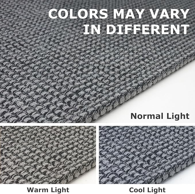 IOHOUZE Washable Exrea Long Hallway Runner Rug 3x20 Non Slip Rubber Backed Kitchen Runner Entryway Runner Indoor, Woven Rugs Floor Carpet for Kitchen Hall Entryway Stair, Dark Grey