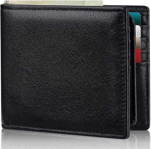 Artpaxy Mens Wallet Bifold Genuine Leather RFID Blocking Wallet for Men with 2 ID Windows 11 Card Holders 2 cash pockets 1 Gift Box