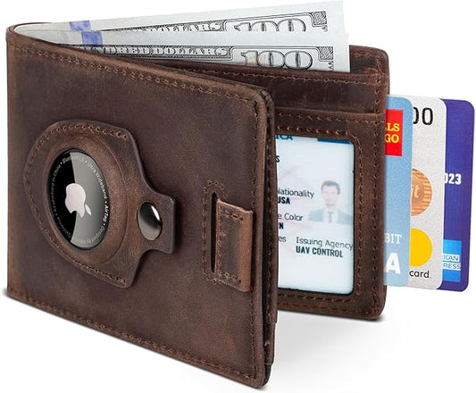 SERMAN BRANDS RFID Blocking Slim Bifold Genuine Leather Thin Minimalist Front Pocket Wallets for Men Billfold Wallet Men Gift
