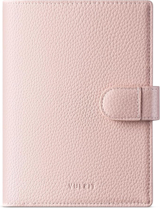 VULKIT Leather Passport Wallet for 2 Passports Slim Double Passport Holder RFID Blocking Passport Travel Wallet with ID Window for Women