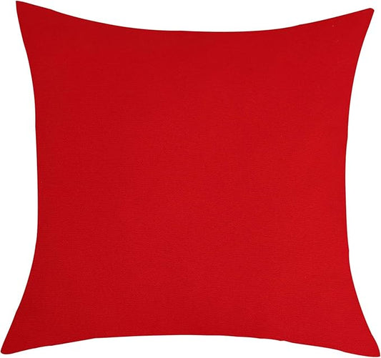 TangDepot Handmade Decorative Solid 100% Cotton Canvas Throw Pillow Covers/Pillow Shams, (20"x20", Red)