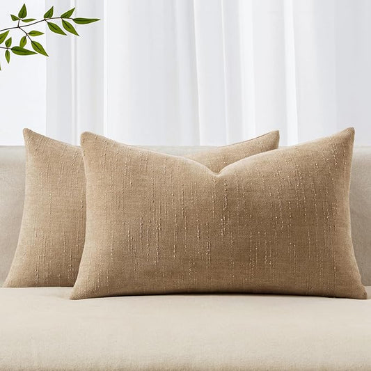 MIULEE Pack of 2 Decorative Throw Pillow Covers Soft Chenille Lumbar Accent Throw Pillows Solid Textured Cushion Covers for Couch Sofa Bedroom Living Room 20x12 Inch,Starfish