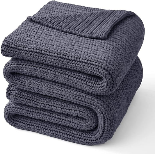 Guohaoi Knitted Weighted Blanket for Adults (Dark Grey 50"x75" 20lbs) No Beads Cooling Throw Blanket for Hot Sleepers, Home Decor Breathable Chunky Knit Heavy Blanket Use on Full Size Bed
