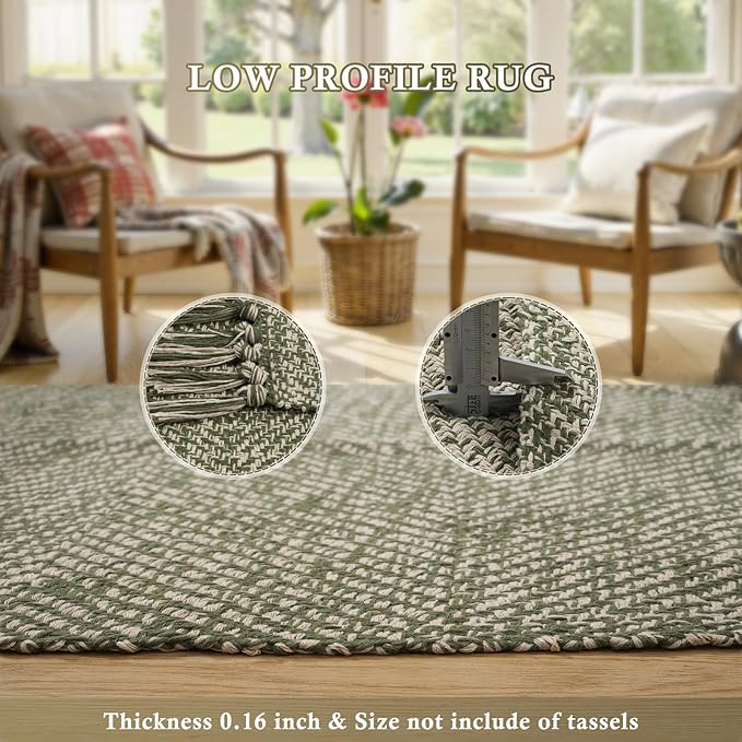 Collive Washable Area Rug 4' x 6', Woven Cotton Bedroom Rugs Neutral Indoor Accent Rug, Modern Comfy Floor Carpet with Tassel for Living Room, Nursery Room, Dining Room, Bedside, Patio Decor