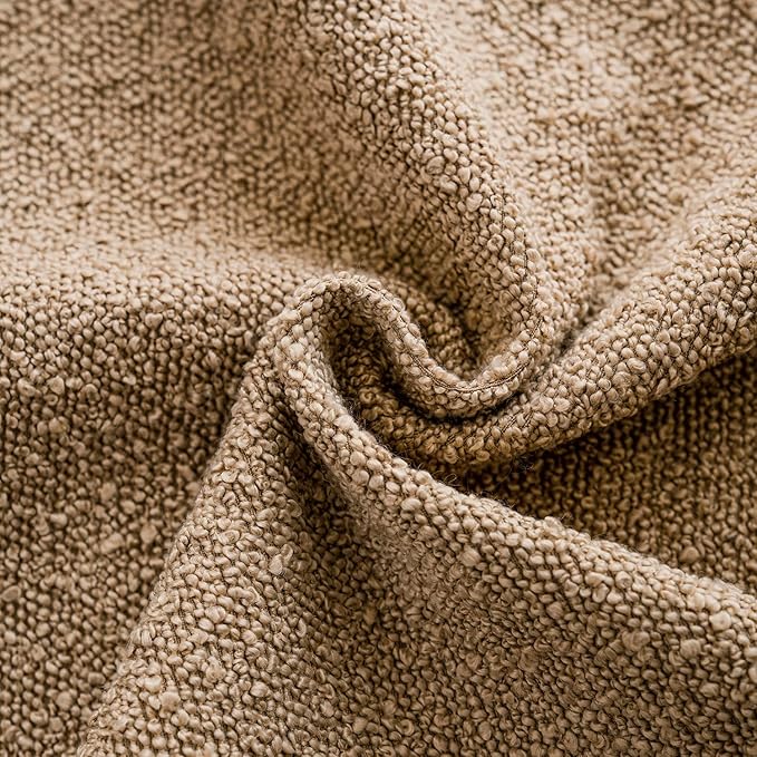 Foindtower Decorative Boucle Throw Pillow Covers Accent Solid Pillow Cases Cozy Soft Textured Couch Cushion Case for Chair Sofa Bedroom Living Room Home Decor 22 x 22 Inch,Taupe Khaki Camel