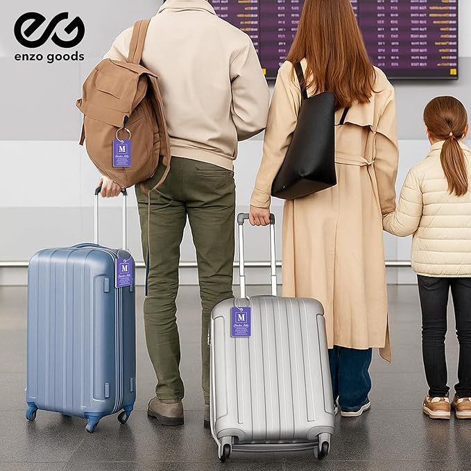 Personalized Luggage Tag | 2 Pack | Custom Luggage Tags for Suitcases | Kids Backpack Tag | 10 Color Options & Choose Font, Font Color
