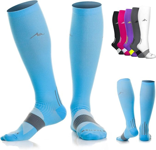 NEWZILL Medical Compression Socks for Women & Men, 20-30 mmHg Knee-High Support for Circulation, All-Day Comfort for Work Travel Running Cycling and Fitness