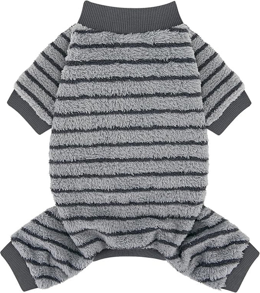 XPUDAC Stripe Dog Sweater Fleece Dog Pajamas Winter Pet Clothes for Small Medium Dogs Girl Boy Doggy Apparel for Cold Weather, 2XL