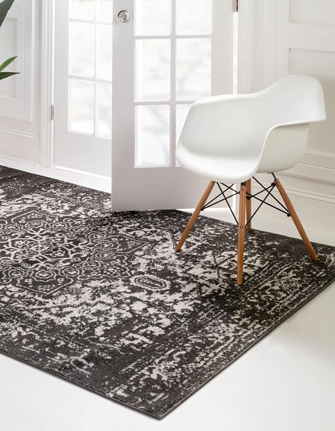 Rugs.com Arlington Collection Rug – 8' x 10' Dark Grey Medium-Pile Rug Perfect for Living Rooms, Large Dining Rooms, Open Floorplans