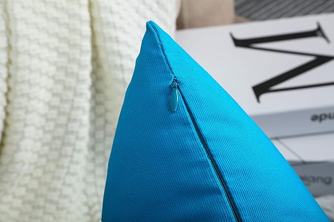 TangDepot Handmade Decorative Solid 100% Cotton Canvas Throw Pillow Covers/Pillow Shams, (12" x20" , Pacific Blue, 1 Count (Pack of 1))